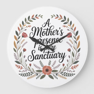 A Mother's Presence Is Pure Sanctuary Large Clock
