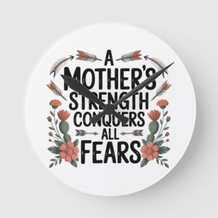 A Mother's Strength Conquers All Fears Round Clock