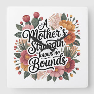 A Mother's Strength Knows No Bounds Square Wall Clock