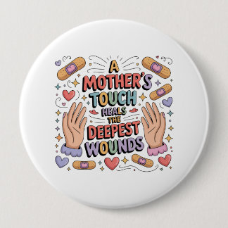 A Mother's Touch Heals The Deepest Wounds 10 Cm Round Badge