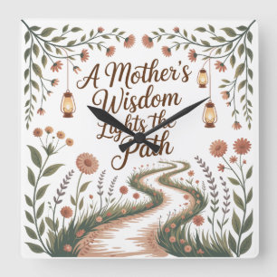 A Mother's Wisdom Lights The Path Square Wall Clock