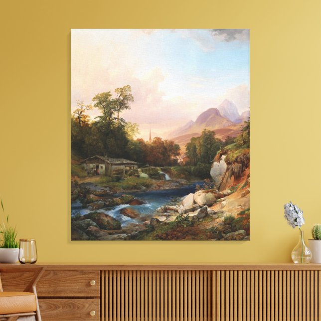 A Mountain Landscape With a Smithy Canvas Print (Insitu(LivingRoom))