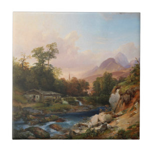 A Mountain Landscape With a Smithy Tile
