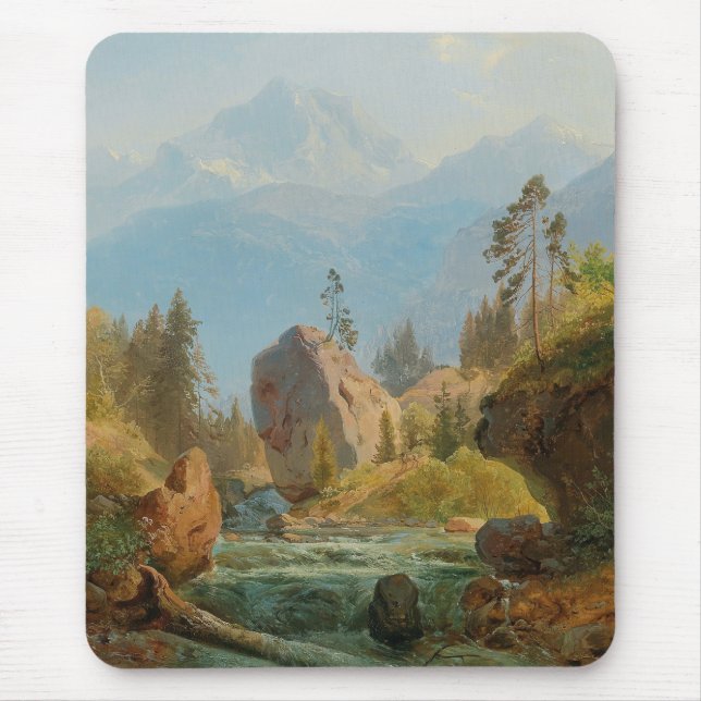 A Mountain Landscape with Creek – Albert Zimmerman Mouse Mat (Front)