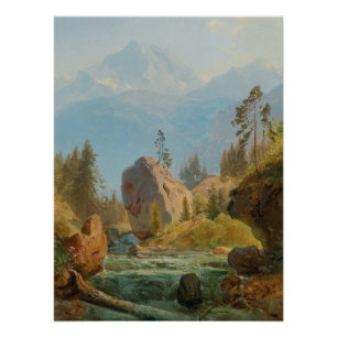 A Mountain Landscape with Creek – Albert Zimmerman Poster