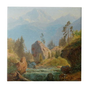 A Mountain Landscape with Creek – Albert Zimmerman Tile