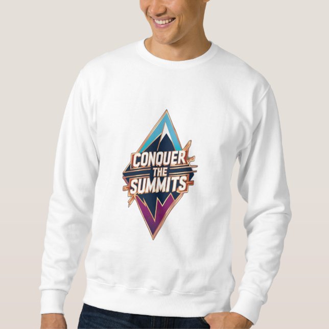A mountain peak silhouette with the phrase “Conque Sweatshirt (Front)