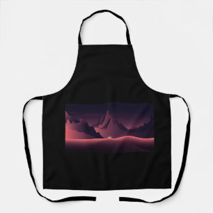 A mountain sunset illustration apron