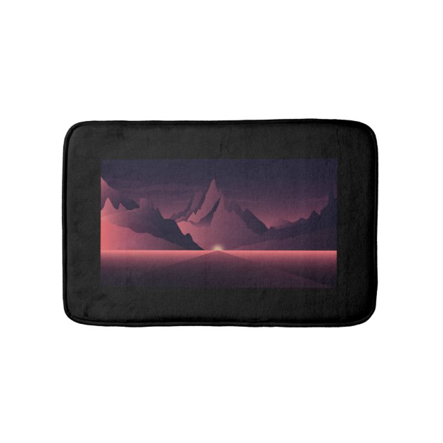 A mountain sunset illustration  bath mat (Front)