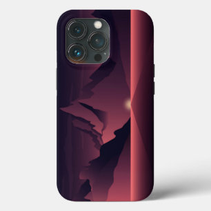 A mountain sunset illustration iPhone 13 pro case