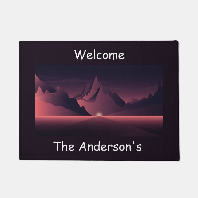 A mountain sunset illustration        doormat (Front)
