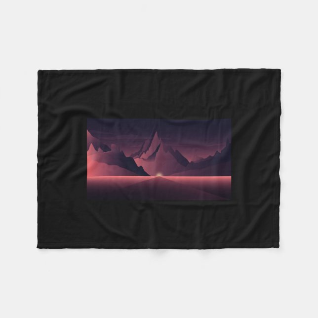 A mountain sunset illustration   fleece blanket (Front (Horizontal))