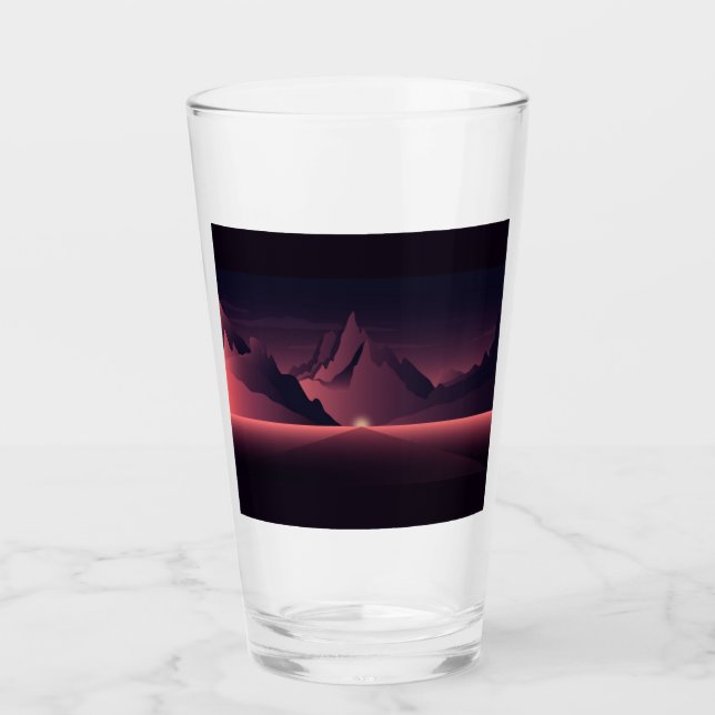 A mountain sunset illustration       glass (Front)