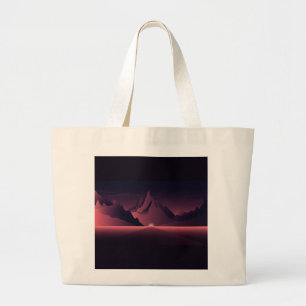 A mountain sunset illustration         large tote bag