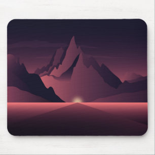 A mountain sunset illustration      mouse mat
