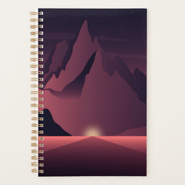 A mountain sunset illustration         planner (Front)