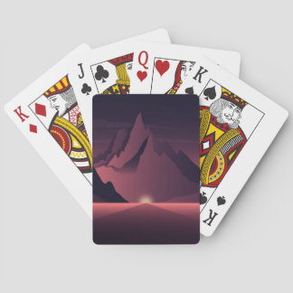 A mountain sunset illustration       playing cards