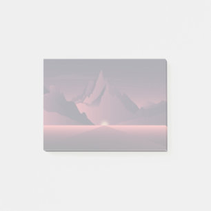 A mountain sunset illustration        post-it notes