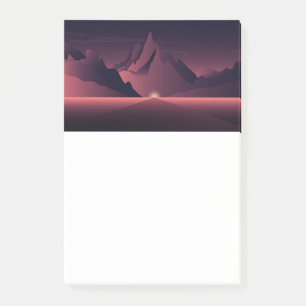 A mountain sunset illustration post-it notes