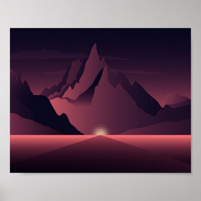A mountain sunset illustration poster (Front)