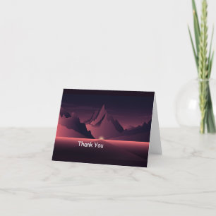 A mountain sunset illustration thank you card