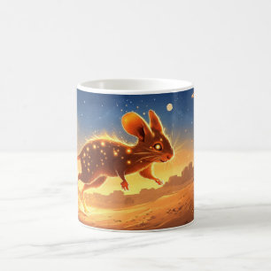 a mouse in a desert night setting coffee mug