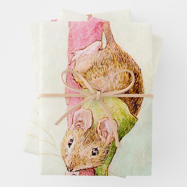 “A Mouse Ran Down the Bell Rope” by Beatrix Potter Wrapping Paper Sheet (In situ)