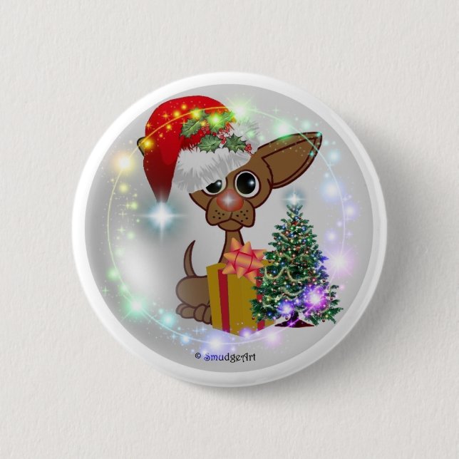 A Mousy Dog Christmas 6 Cm Round Badge (Front)