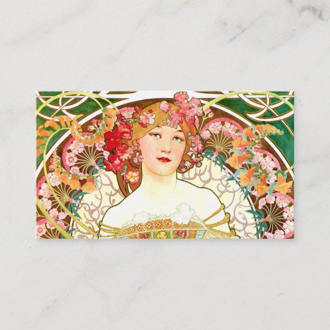 A Mucha Lady Business Card (Front)