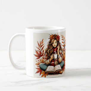 A mug of a cute girl on an autumn day