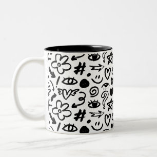 A mug with a beautiful, modern design in b&w