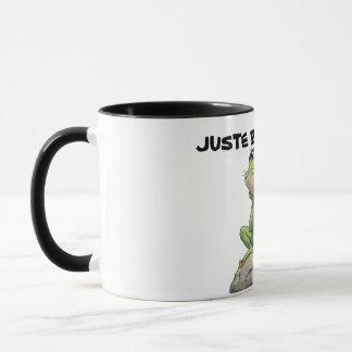 A mug with a frog illustration 