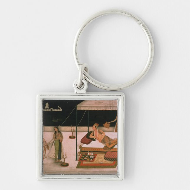 A Mughal prince receiving a lady at night Key Ring (Front)