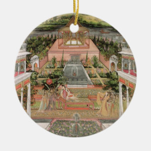 A Mughal Princess in her Garden (gouache on paper) Ceramic Tree Decoration