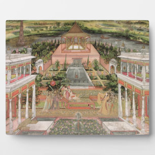 A Mughal Princess in her Garden (gouache on paper) Plaque