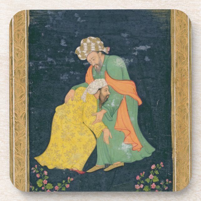 A Mullah bowing down to a man in Iranian dress who Coaster (Front)