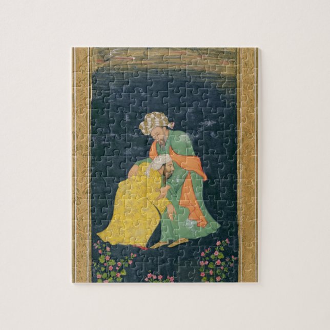 A Mullah bowing down to a man in Iranian dress who Jigsaw Puzzle (Vertical)