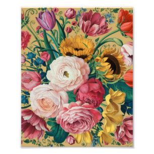 A Multi Colours Flowers Photo Print