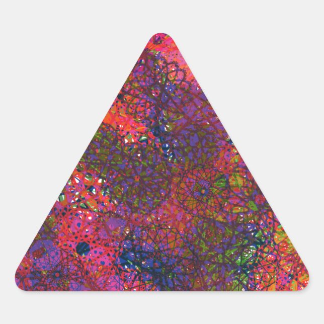 A multicolor abstract circle design triangle sticker (Front)