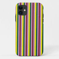 a multicolored striped background with dots
