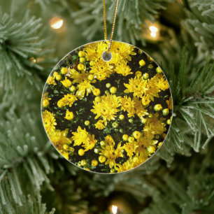 A Multitude of Yellow Mums Ceramic Tree Decoration
