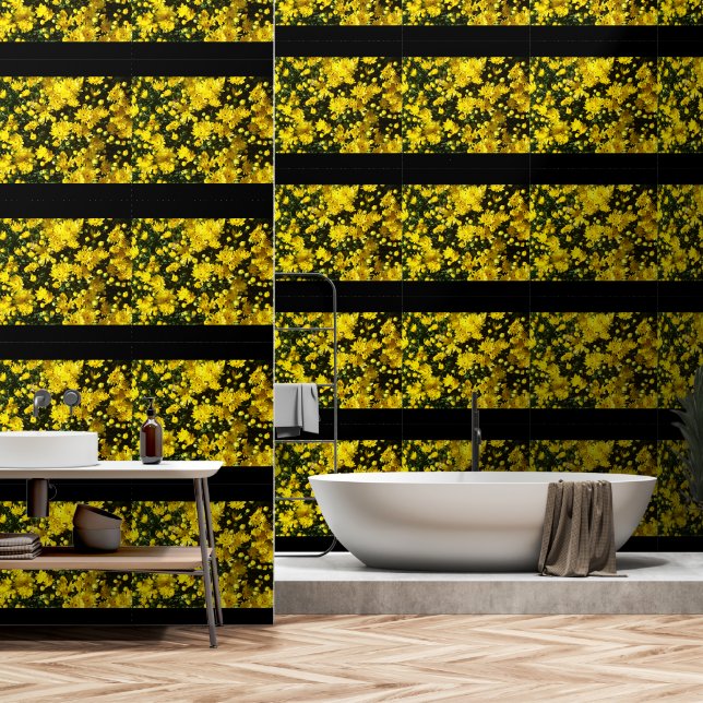 A Multitude of Yellow Mums Wallpaper (Bathroom)