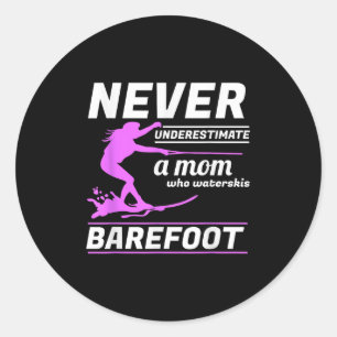 A Mum Who Waterskis Barefoot Water Skiing Ski Rope Classic Round Sticker