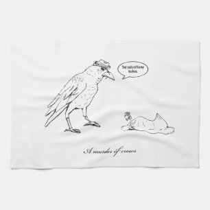 A murder of crows tea towel