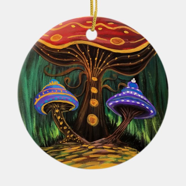 A Mushroom World Ceramic Tree Decoration (Front)