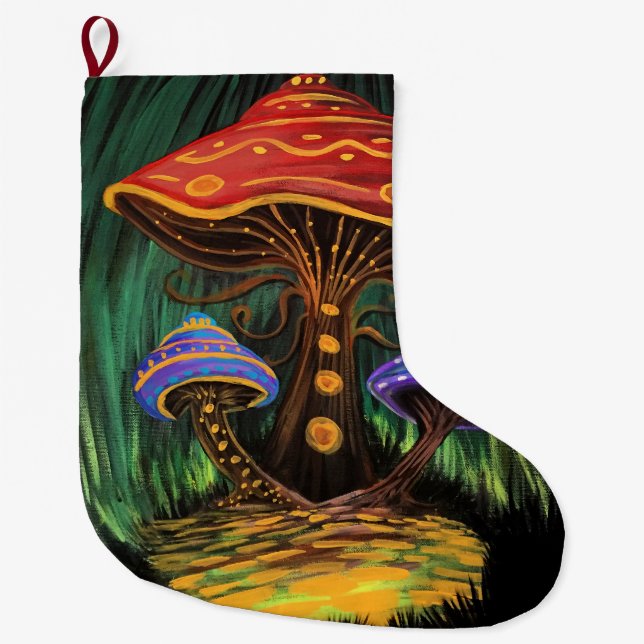 A Mushroom World Large Christmas Stocking (Front)