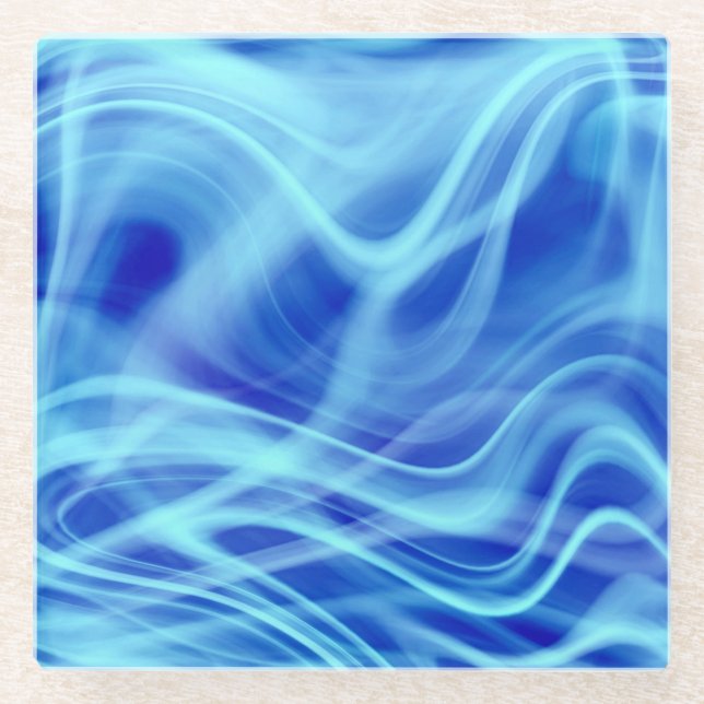 A Mystical Blue Fog  Glass Coaster (Front)