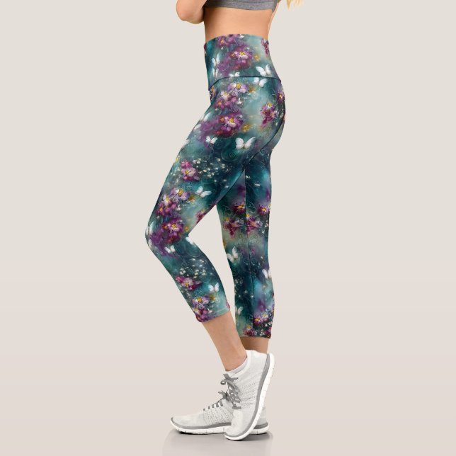 A Mystical Butterfly Series Design 11 Capri Leggings (Left)