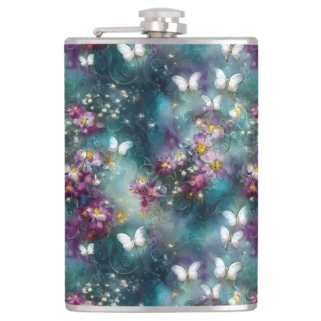 A Mystical Butterfly Series Design 11 Hip Flask (Front)