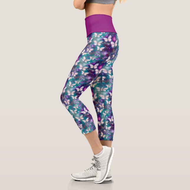 A Mystical Butterfly Series Design 1 Capri Leggings (Left)